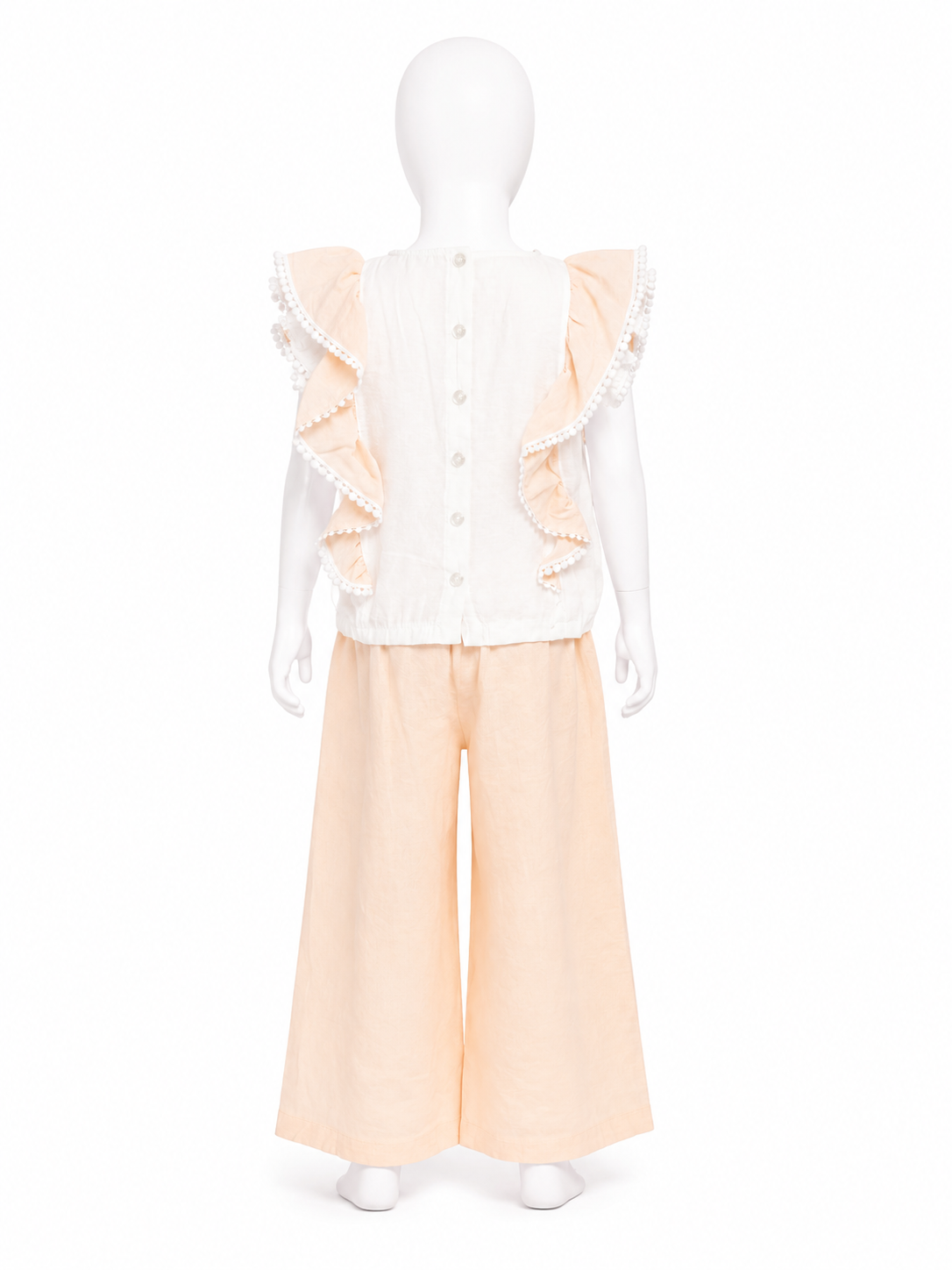 Set elegant fete 2 piese bluza cu volane si pantaloni - Somon