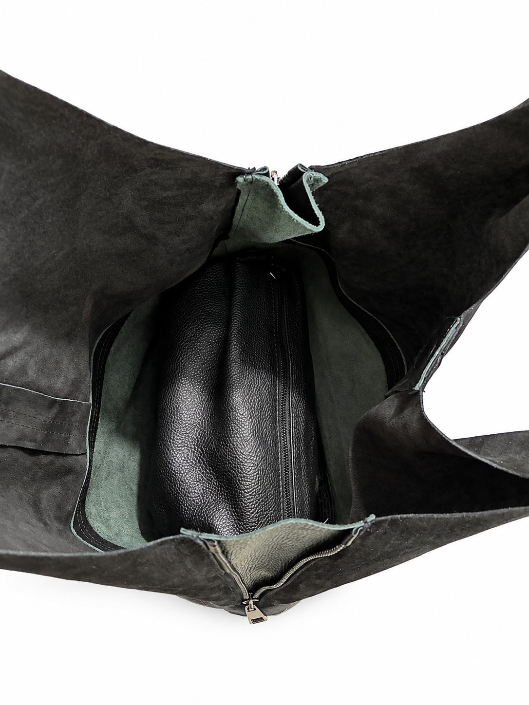 Geanta de dama 2-in-1 din piele naturala - Negru