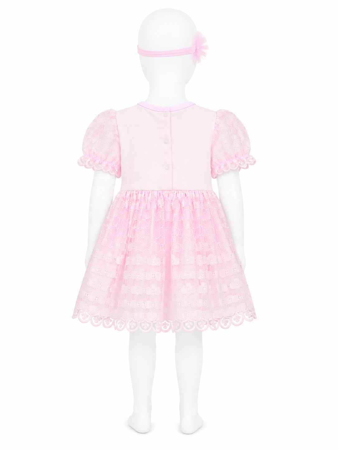 Rochie Eleganta Fetita din Bumbac cu Bentita - Roz
