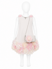 Rochie Eleganta Fetite cu Flori 3D si Geanta Asortata - Roz