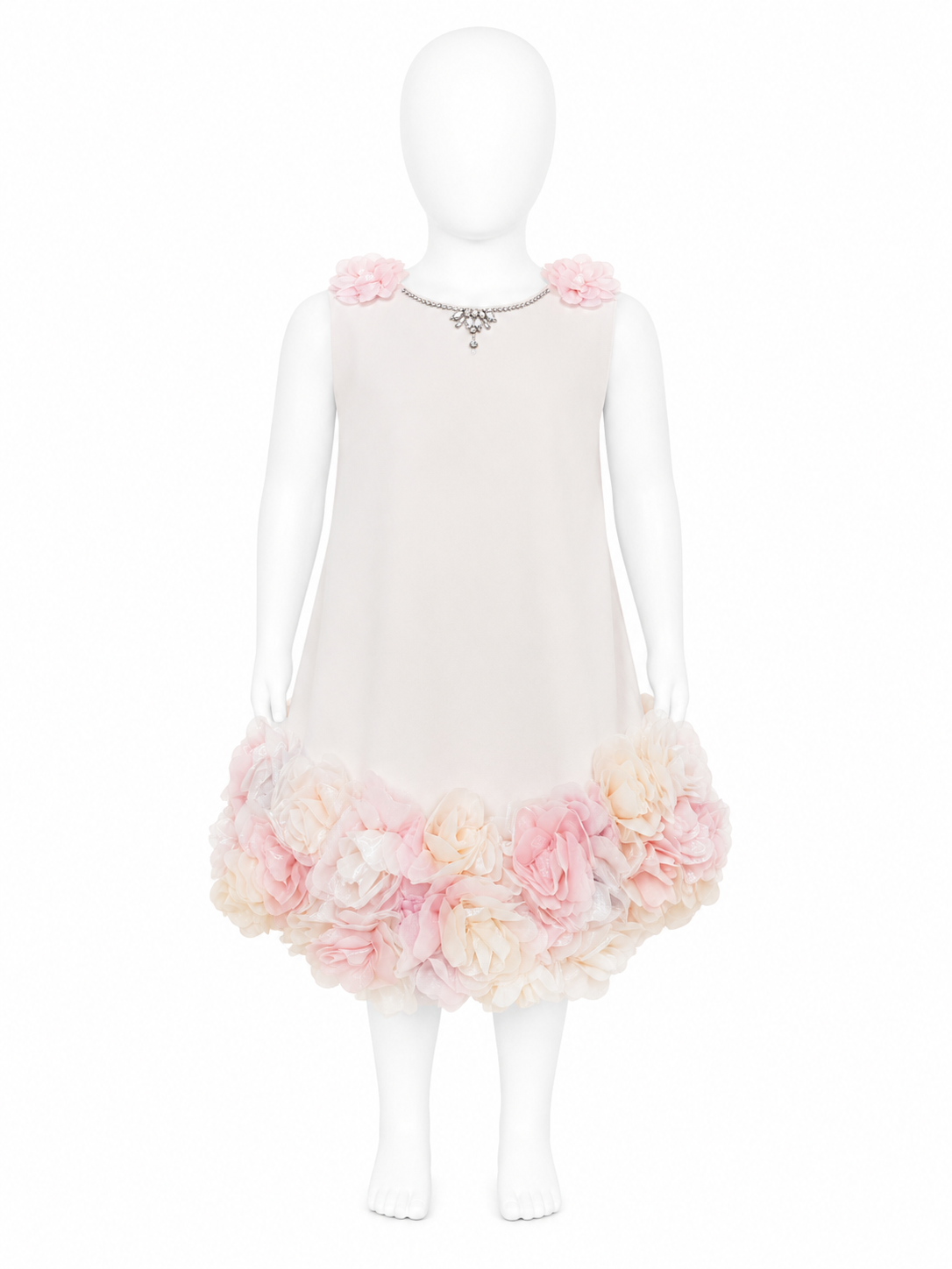 Rochie Eleganta Fetite cu Flori 3D si Geanta Asortata - Roz