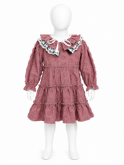 Rochie eleganta pentru fetite Rose Lace - Bumbac Texturat si Guler din Dantela