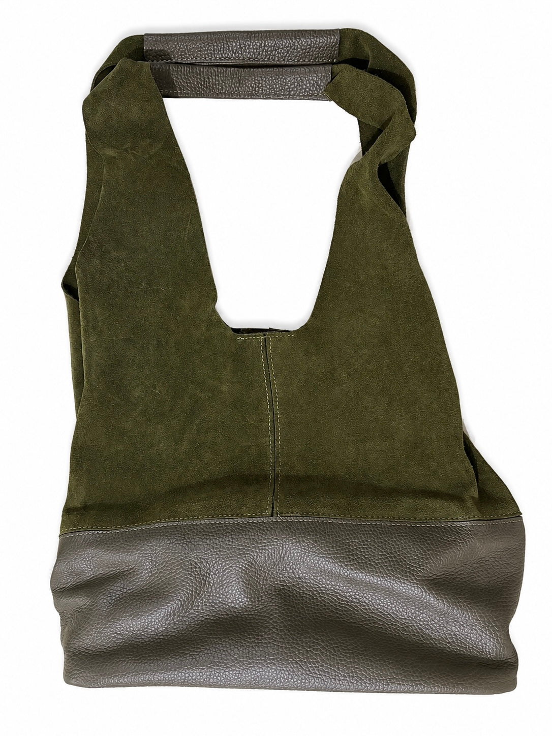 Geanta de dama 2-in-1 din piele naturala - Verde Masliniu Inchis